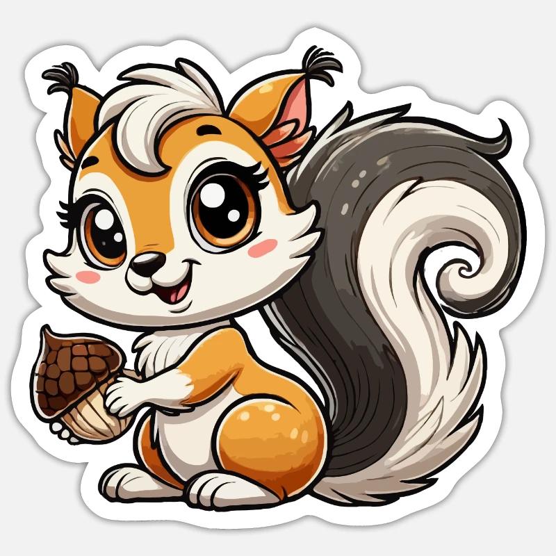 Fille écureuil - Sticker taille S (10 x 10 cm) - blanc mat