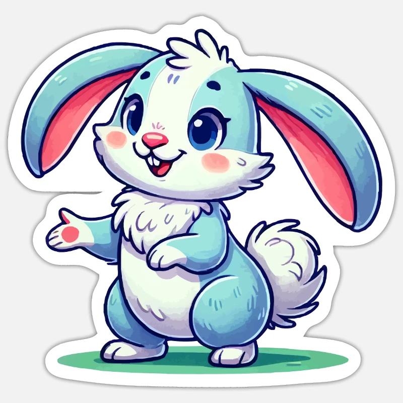 Hase Comic - Sticker Größe S (10 x 10 cm) - Mattweiß