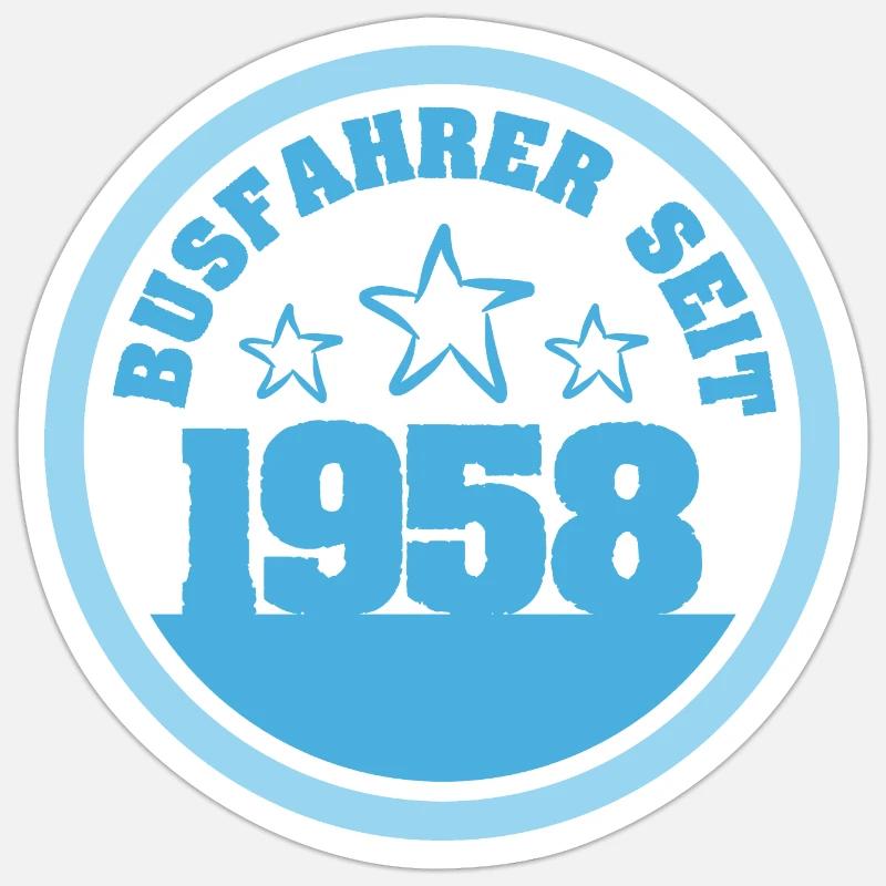 Bus 1958 - Sticker size S (10 x 10 cm) - white matte