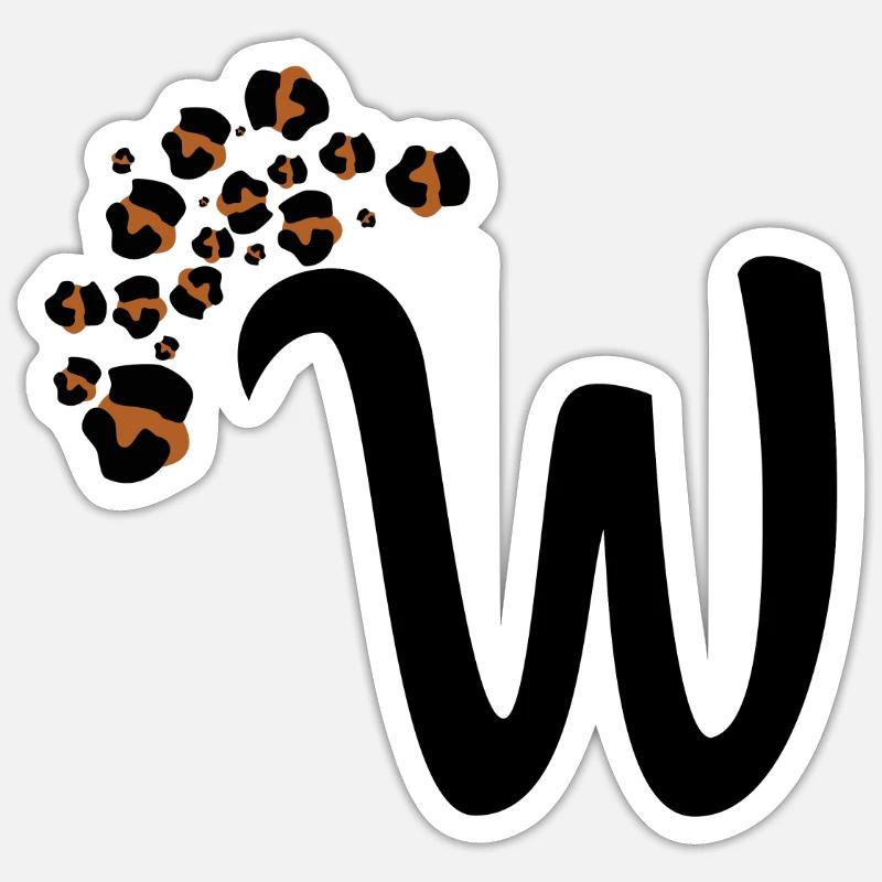 Letter w leopard patterns Sticker size S (10 x 10 cm)