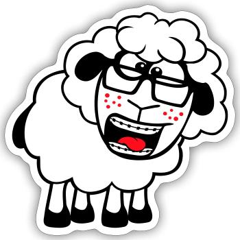 mouton nerd hornglasses fermoir lunettes geek smart - Sticker taille S (10 x 10 cm) - blanc mat - Devant