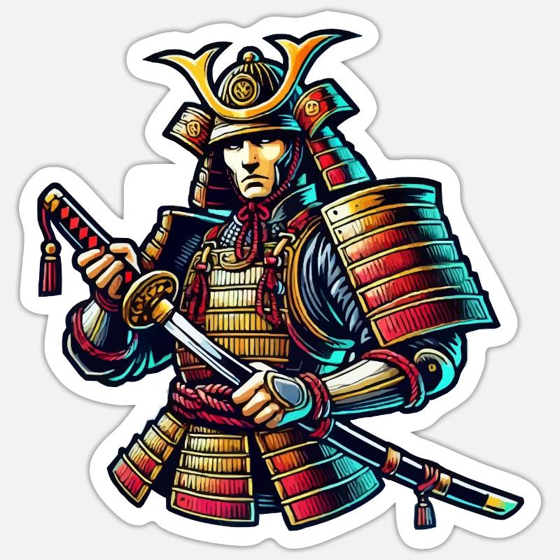 samurai - Sticker size S (10 x 10 cm) - white matte