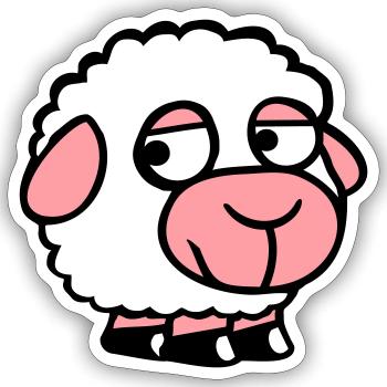 Mouton Triste Timide Introverti Malheureux - Sticker taille S (10 x 10 cm) - blanc mat - Devant