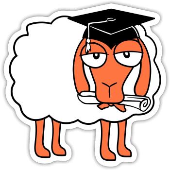 Sheep School Certificate College Graduation Abi Students - Sticker size S (10 x 10 cm) - white matte - Front