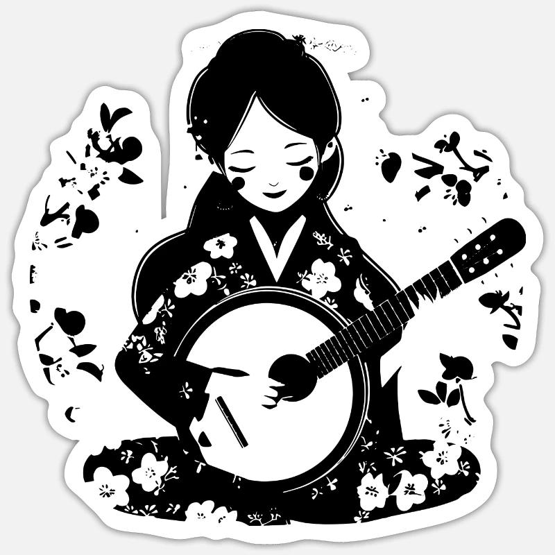 Banjo player - Sticker size S (10 x 10 cm) - white matte