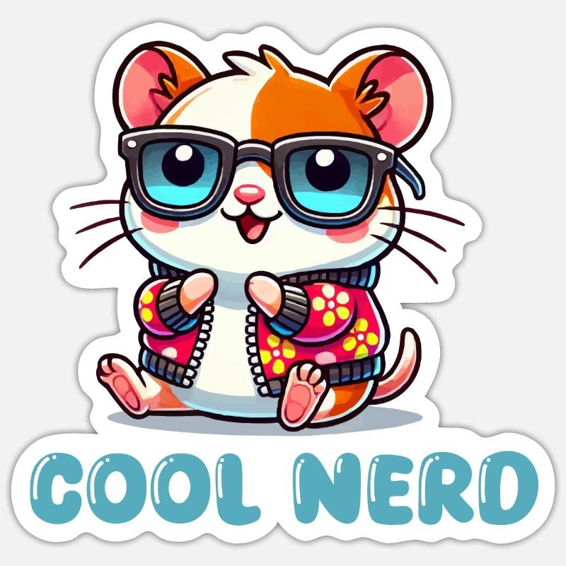 hamster comic cool nerd Sticker Größe S (10 x 10 cm)