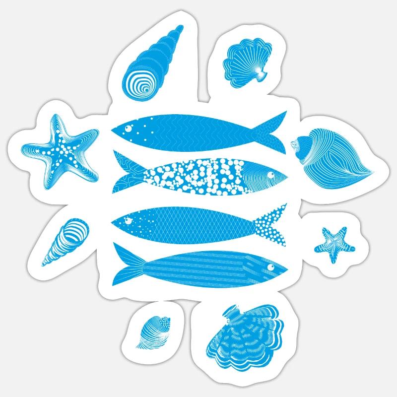 Underwater Sea Fish Pattern Sticker size S (10 x 10 cm)