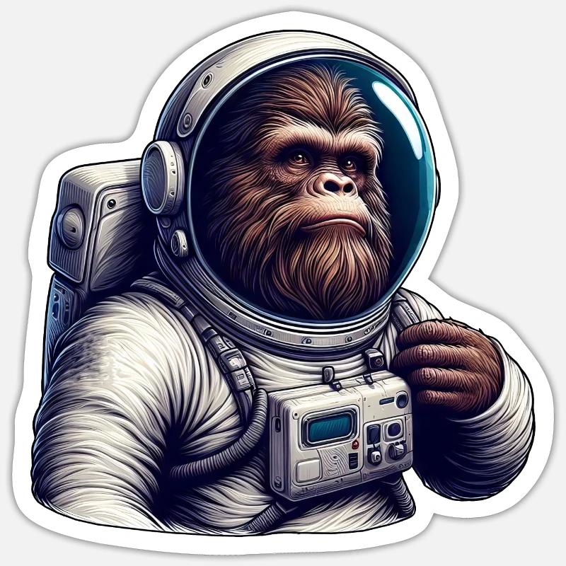 Astronaute gorille dans l’espace - Sticker taille S (10 x 10 cm) - blanc mat