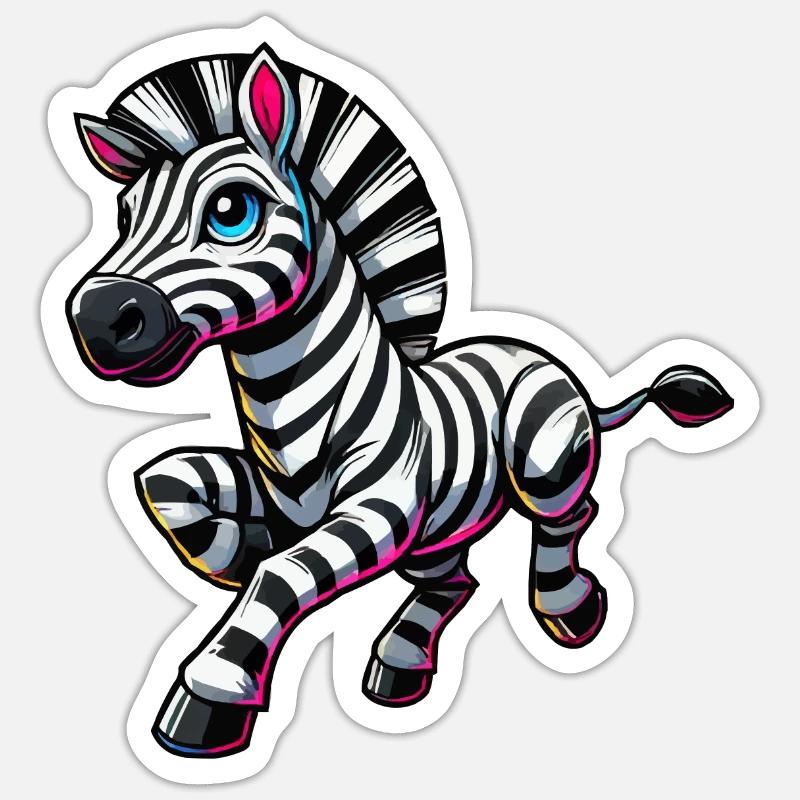 zebra comic - Sticker Größe S (10 x 10 cm) - Mattweiß