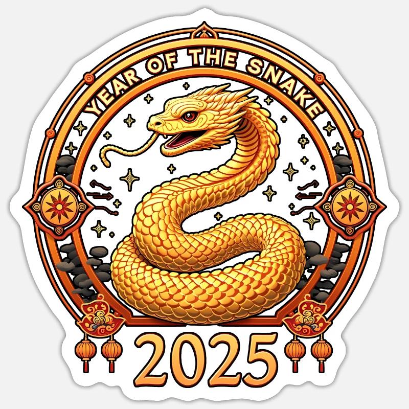 Chine heureuse - Serpent 2025 - Sticker taille S (10 x 10 cm) - blanc mat