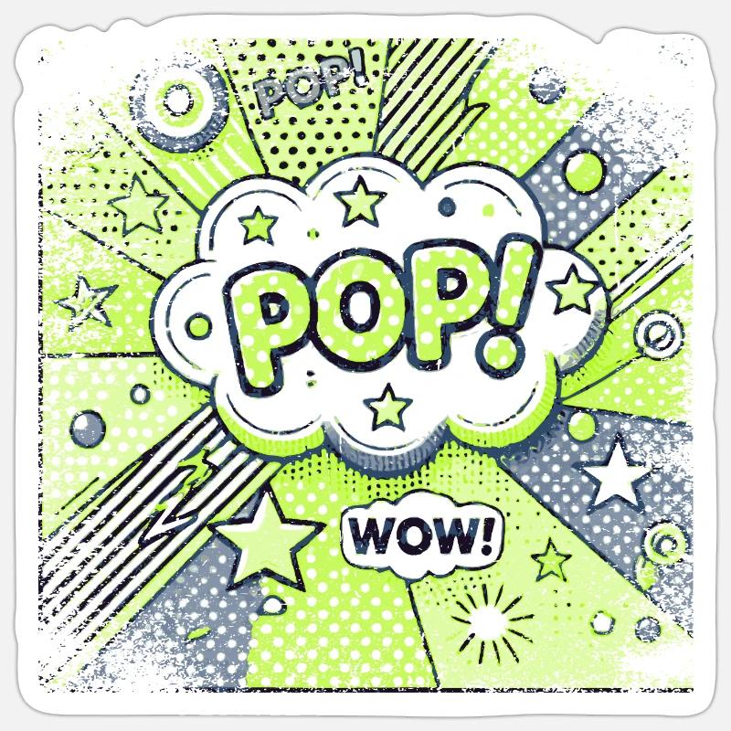 Pop Art VERT - Sticker taille S (10 x 10 cm) - blanc mat