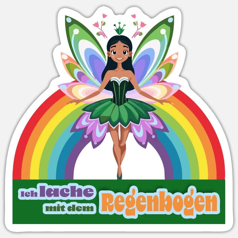 Regenbogen-Fee - Sticker Größe S (10 x 10 cm) - Mattweiß