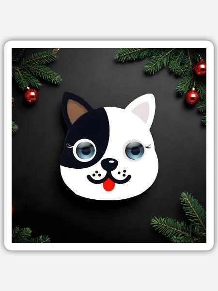 Eine fröhliche, festliche Neujahrskatze. - Sticker Größe S (10 x 10 cm) - Mattweiß
