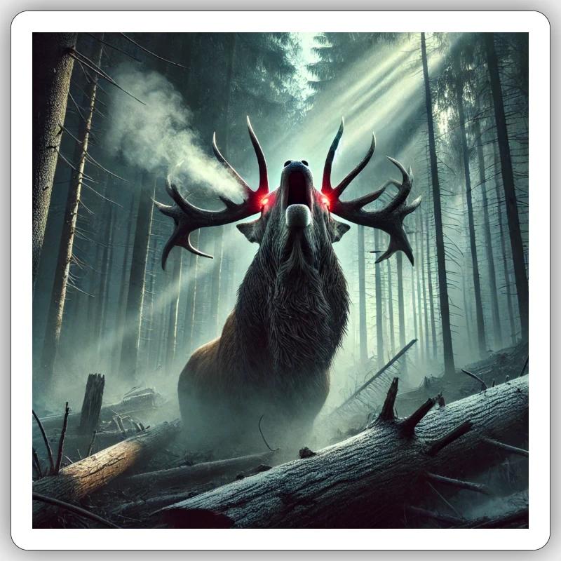 PRIMAL CERF - Sticker taille S (10 x 10 cm) - blanc mat