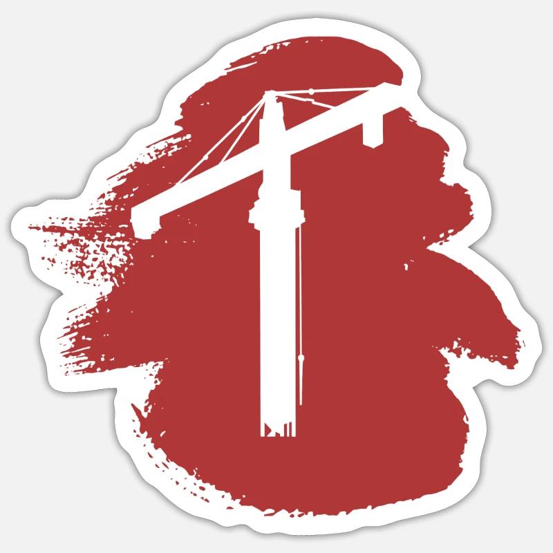 Kran Kranfahrer - Sticker Größe S (10 x 10 cm) - Mattweiß