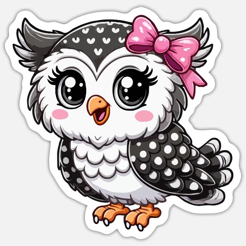 Eulenmädchen - Sticker Größe S (10 x 10 cm) - Mattweiß