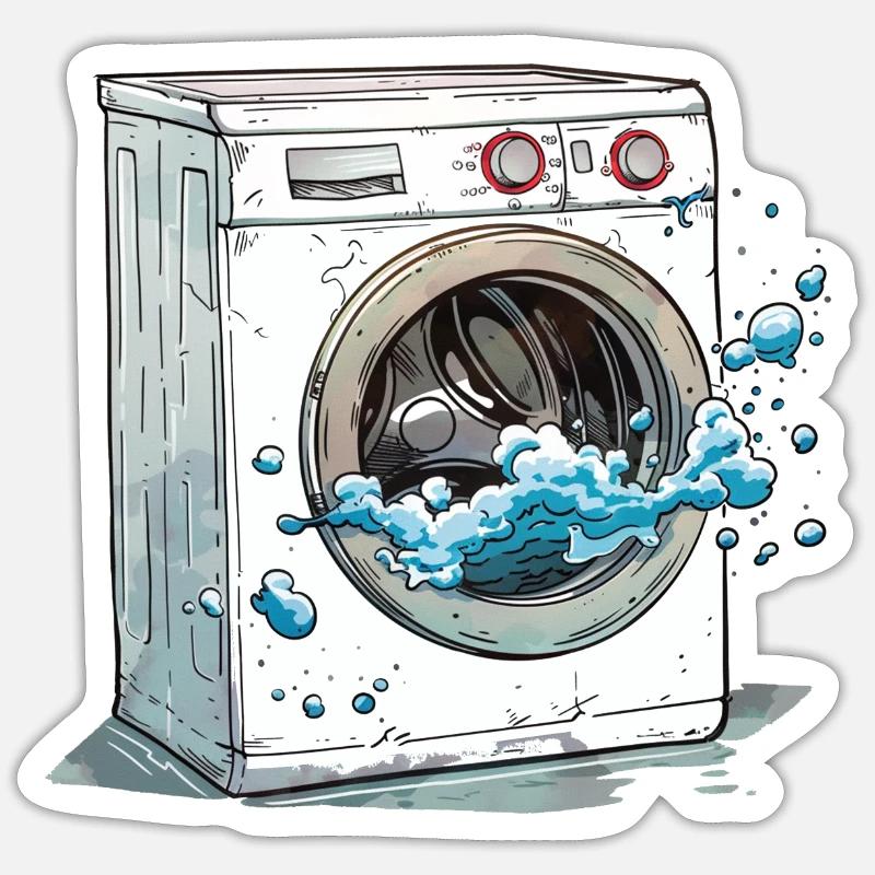 Machine à laver - Sticker taille S (10 x 10 cm) - blanc mat