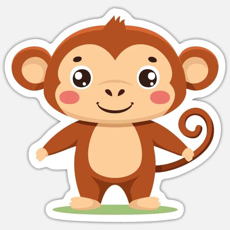 Cool comme un singe ! - Sticker taille S (10 x 10 cm) - blanc mat