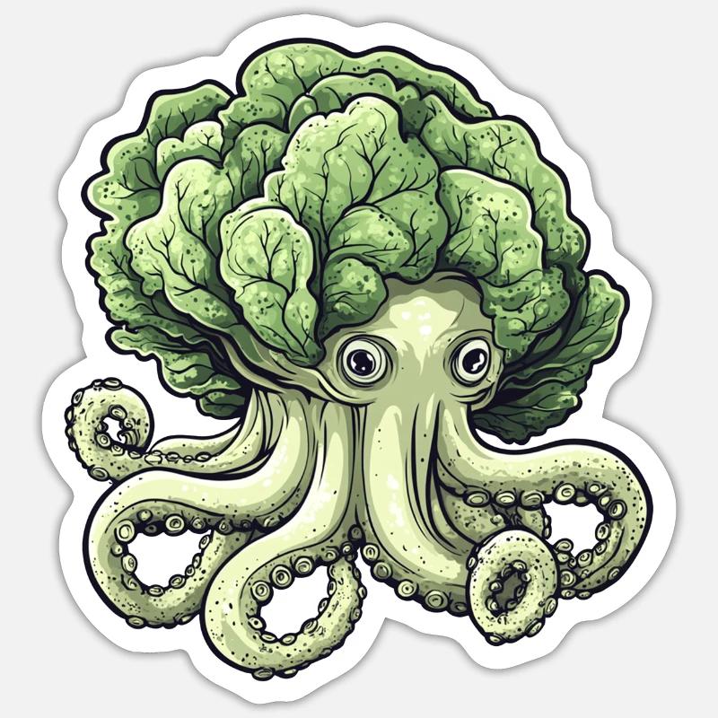 Octopus cabbage - Sticker size S (10 x 10 cm) - white matte