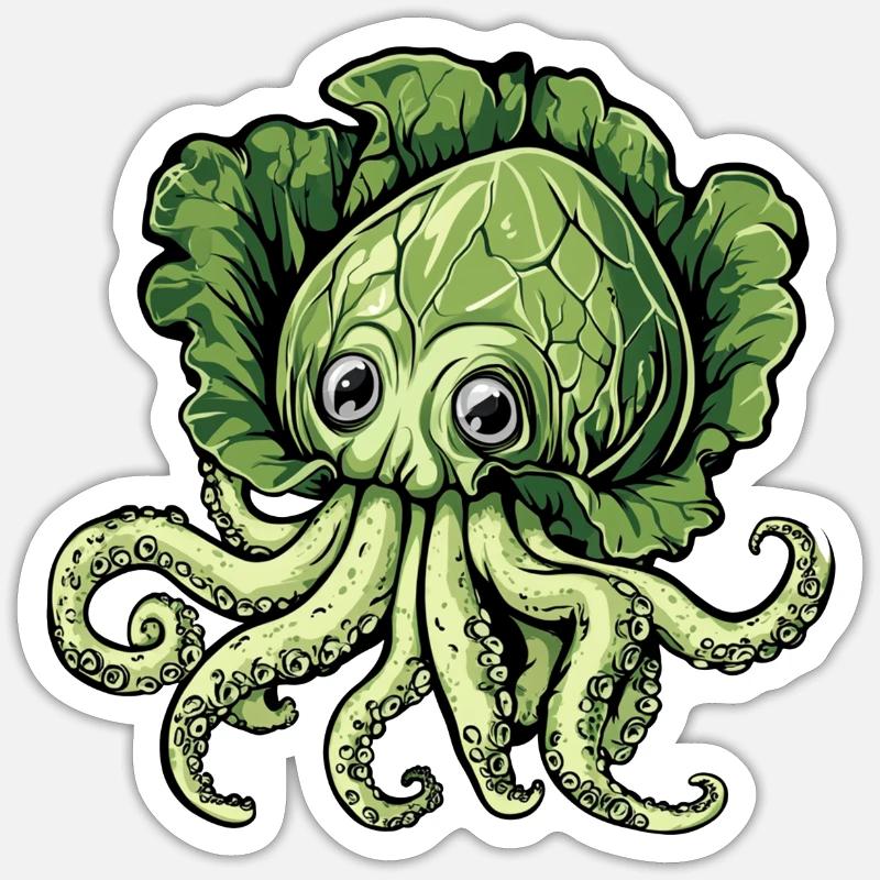 Octopus cabbage - Sticker size S (10 x 10 cm) - white matte