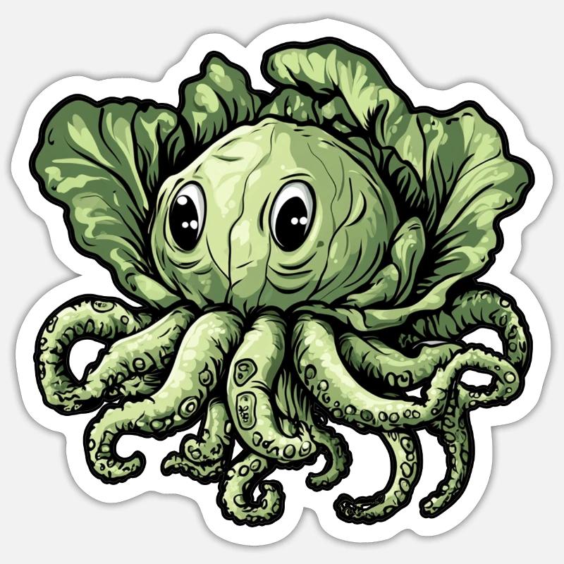 Octopus cabbage - Sticker size S (10 x 10 cm) - white matte