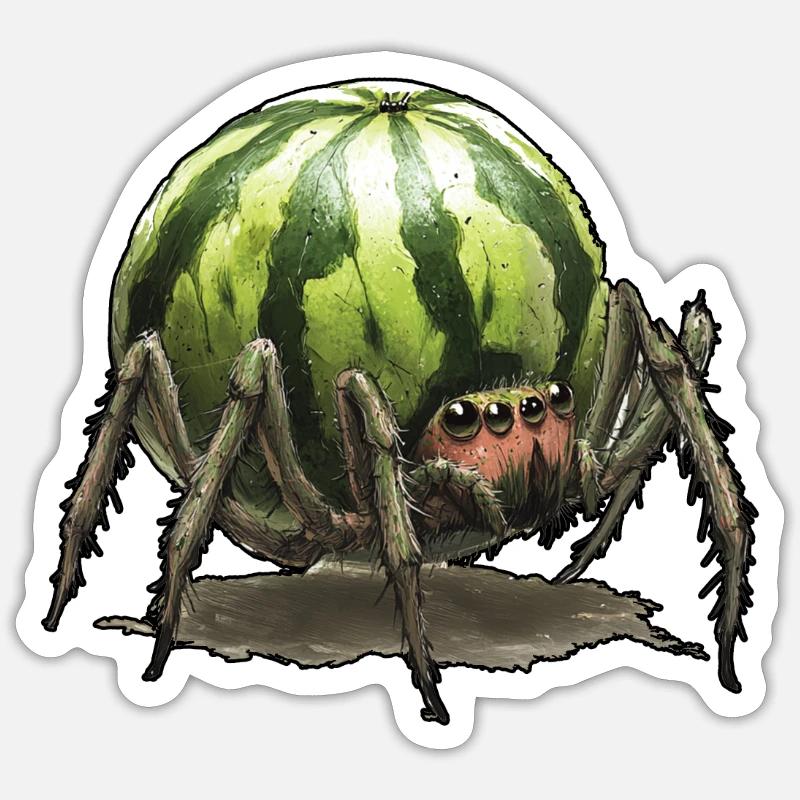 Araignée melon - Sticker taille S (10 x 10 cm) - blanc mat