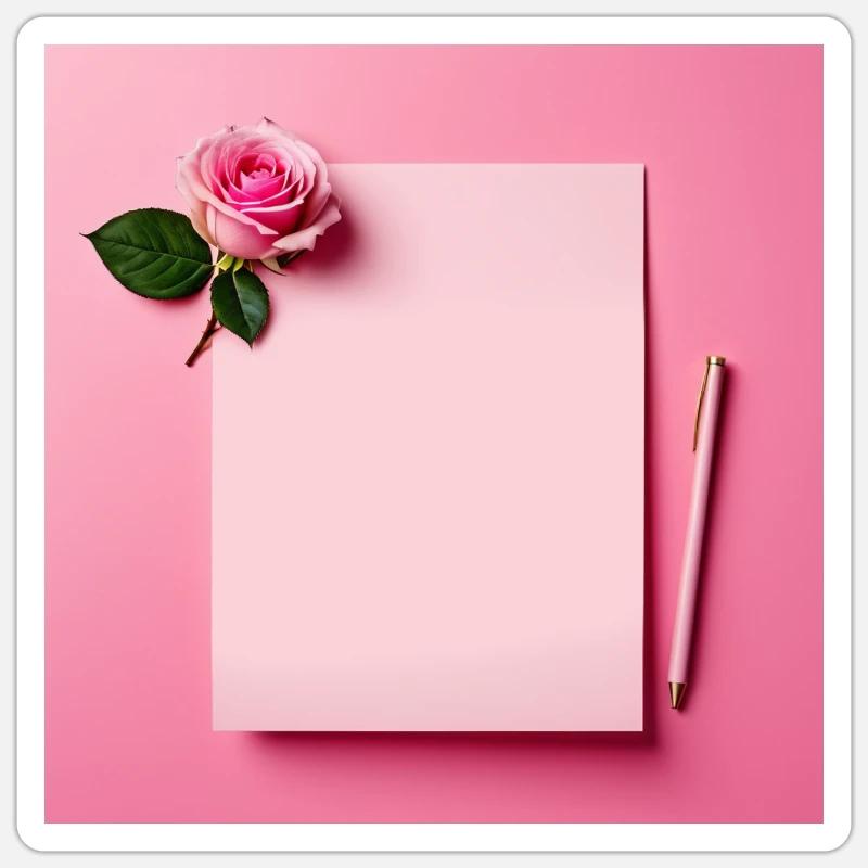 Rosa Brief Hintergrund - Sticker Größe S (10 x 10 cm) - Mattweiß