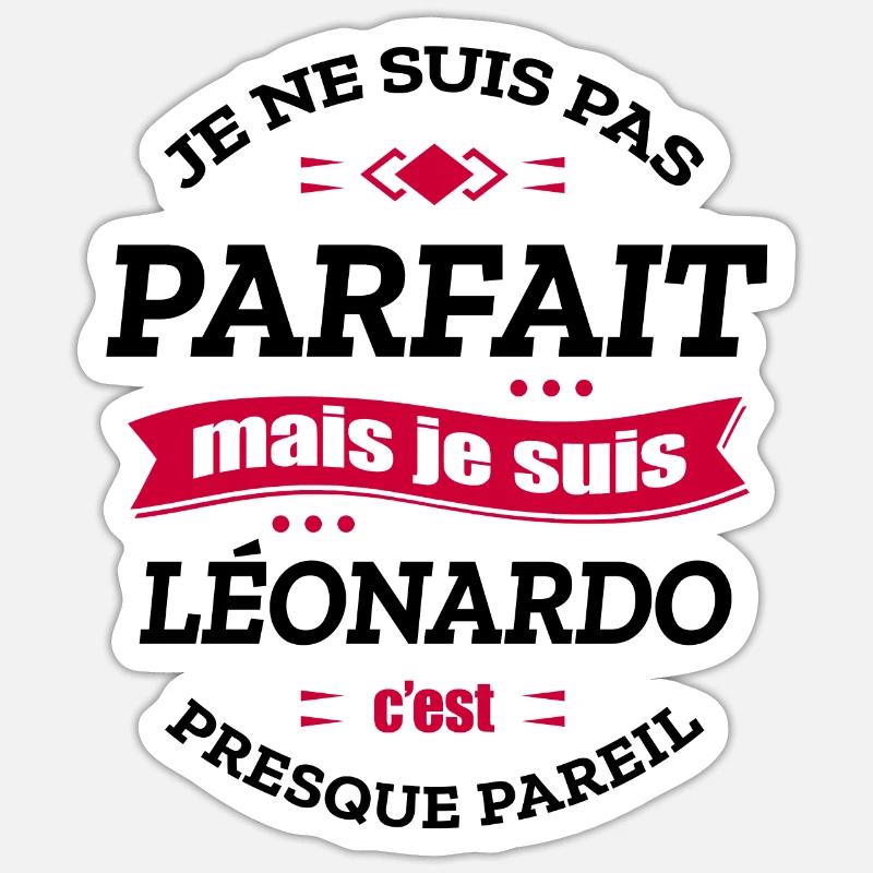 LÉONARDO PARFAIT - PRENOM LÉONARDO - Sticker taille S (10 x 10 cm) - blanc mat