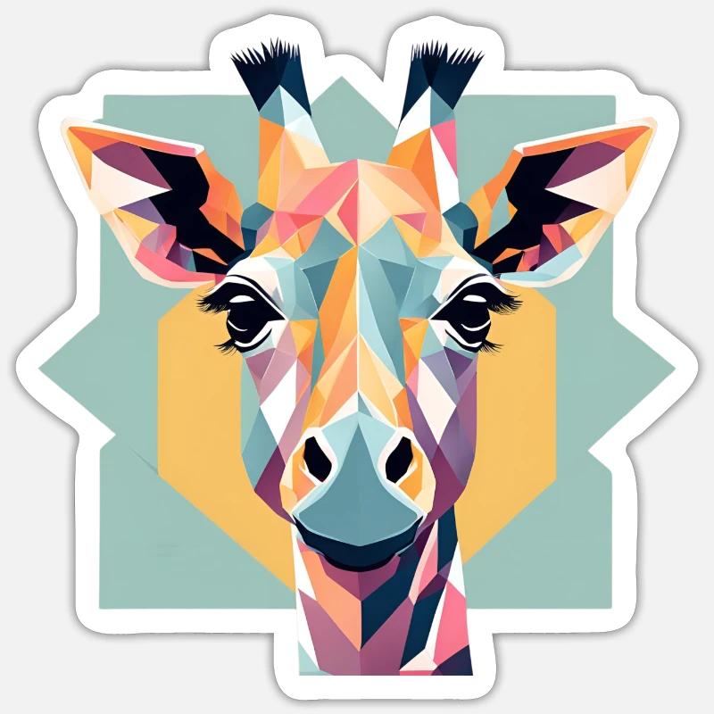 Geometric Giraffe Gift Geometry - Sticker size S (10 x 10 cm) - white matte