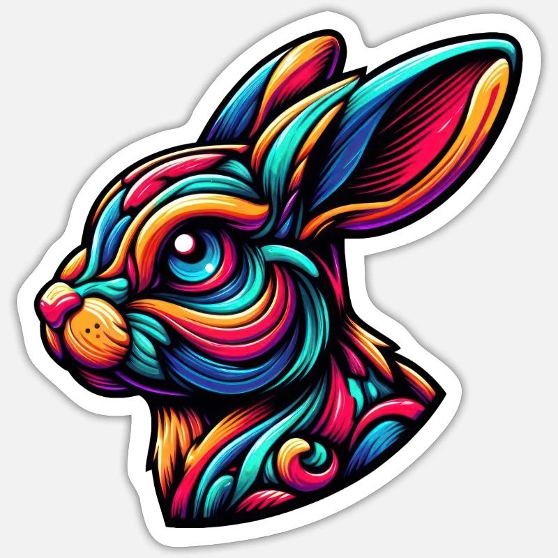 Illustration abstraite de lapin - Sticker taille S (10 x 10 cm) - blanc mat