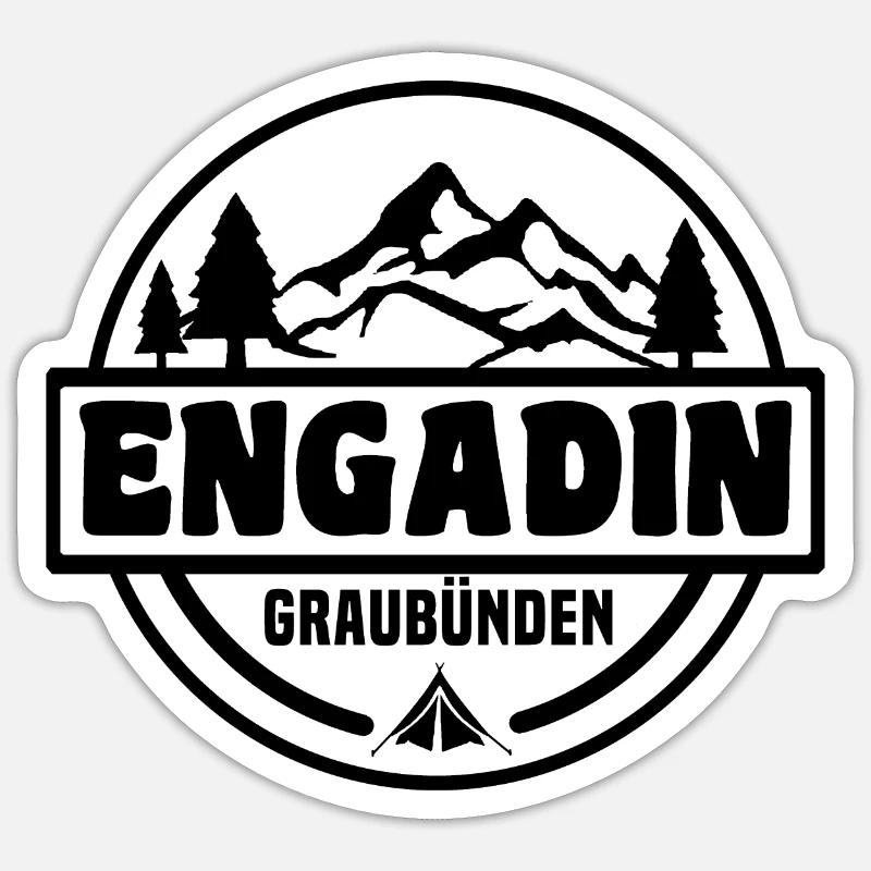 Engadin - Sticker Größe S (10 x 10 cm) - Mattweiß