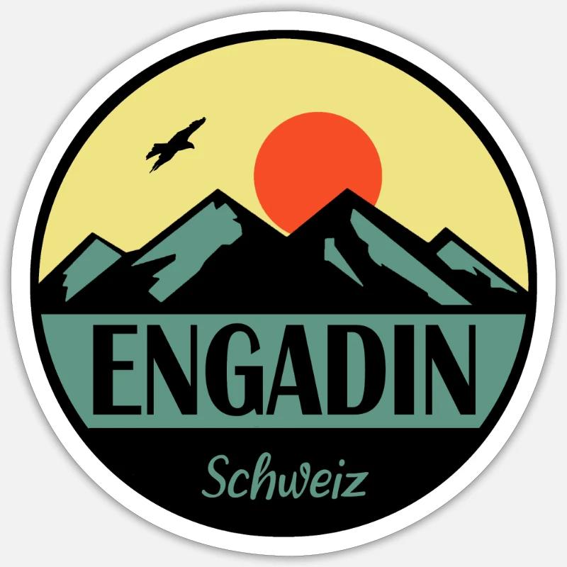 Engadin - Sticker Größe S (10 x 10 cm) - Mattweiß