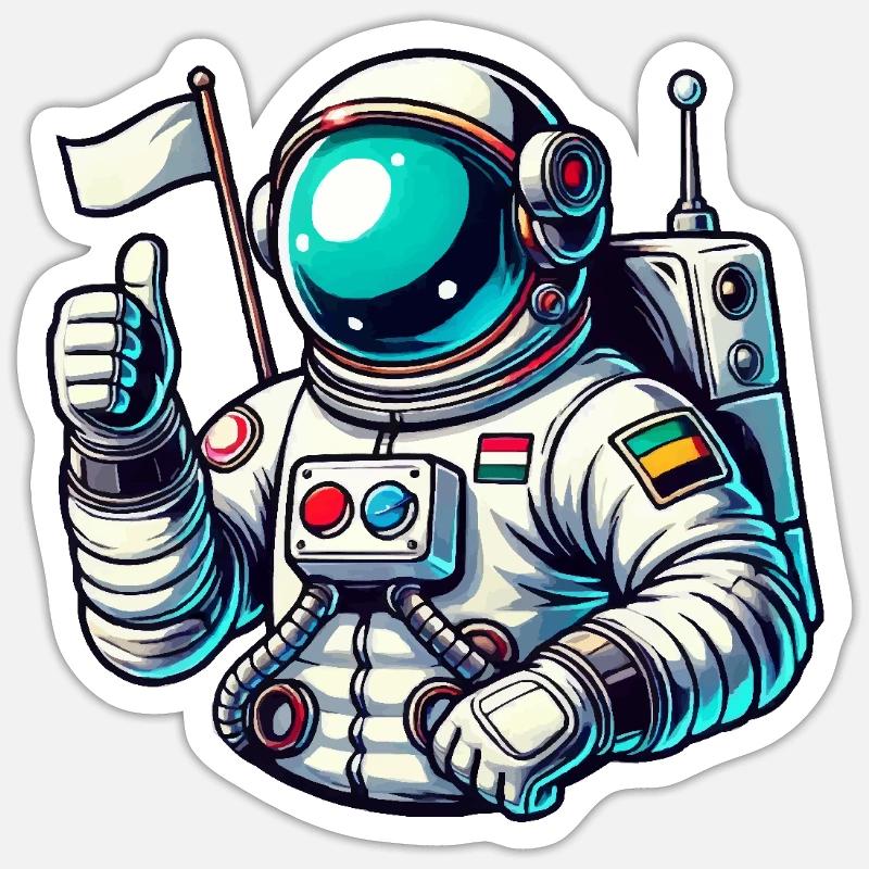 Astronaut Comic - Sticker Größe S (10 x 10 cm) - Mattweiß