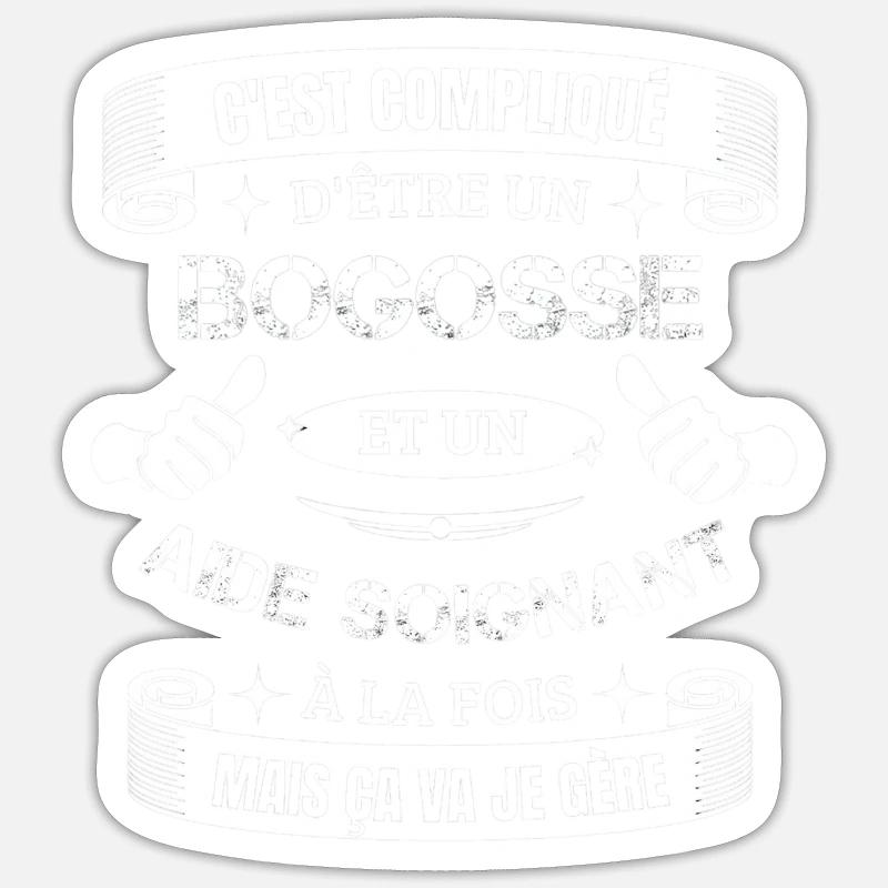Aide soignant bogosse - Sticker taille S (10 x 10 cm) - blanc mat