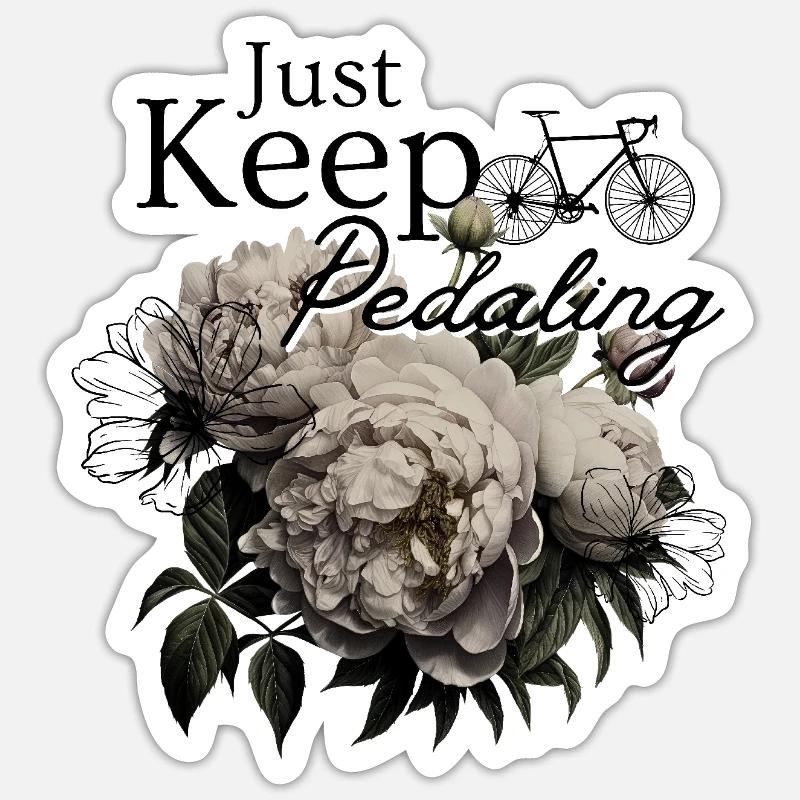 Pédalage – élégance florale - Sticker taille S (10 x 10 cm) - blanc mat