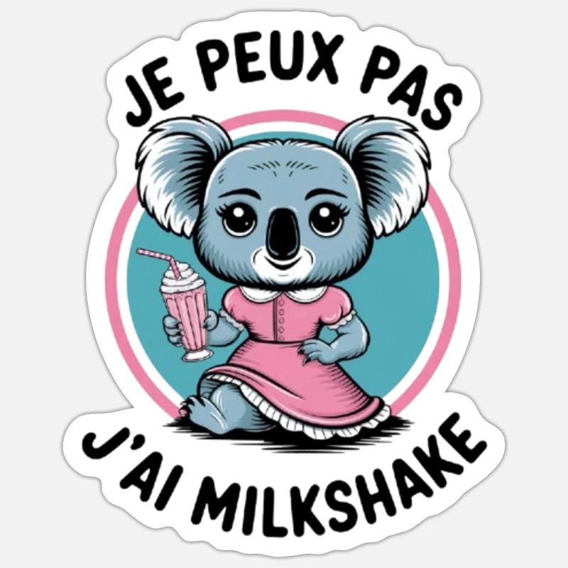 koala milkshake - Sticker taille S (10 x 10 cm) - blanc mat