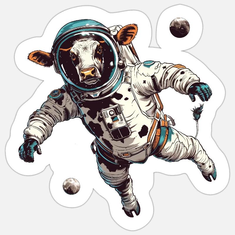 Vache dans l’espace Sticker taille S (10 x 10 cm)