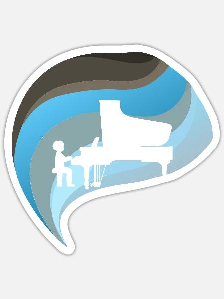 Pianist Musikschule - Sticker Größe S (10 x 10 cm) - Mattweiß