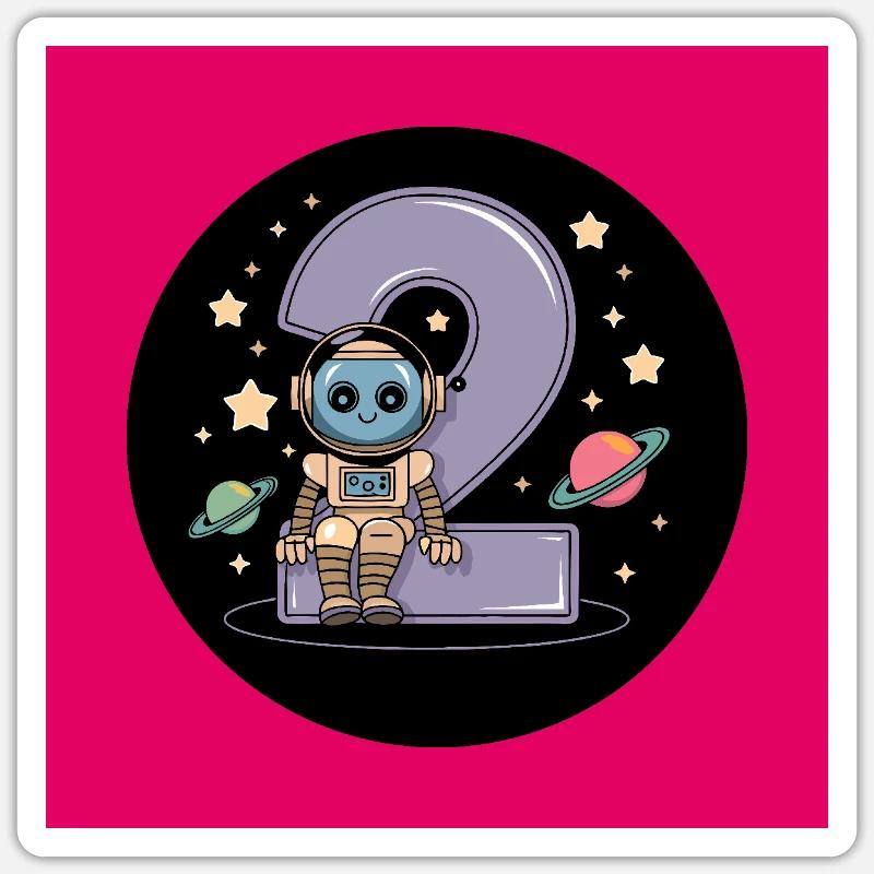 J’ai 2 ans d’astronaute - Sticker taille S (10 x 10 cm) - blanc mat