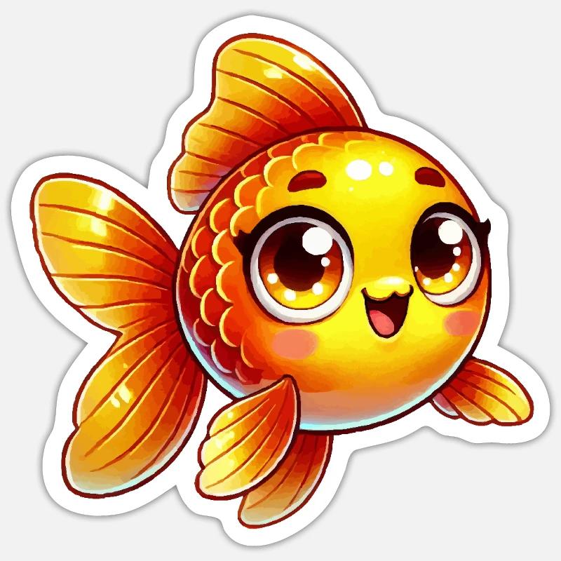 poisson rouge - Sticker taille S (10 x 10 cm) - blanc mat