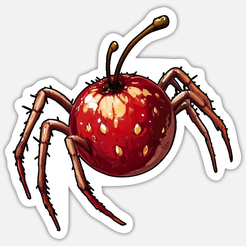 Kirschspinne Kirsche Spinne - Sticker Größe S (10 x 10 cm) - Mattweiß