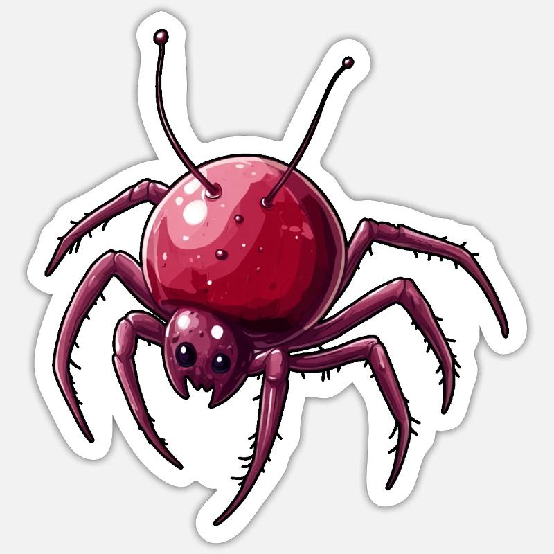 Kirschspinne Kirsche Spinne - Sticker Größe S (10 x 10 cm) - Mattweiß