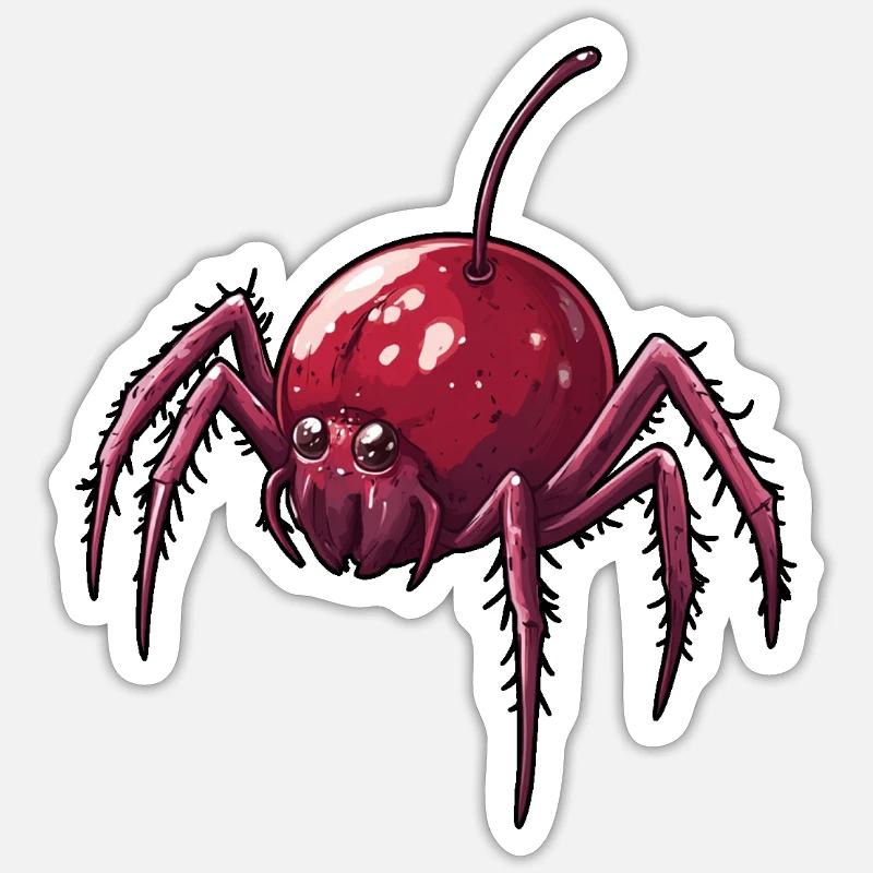 Kirschspinne Kirsche Spinne - Sticker Größe S (10 x 10 cm) - Mattweiß