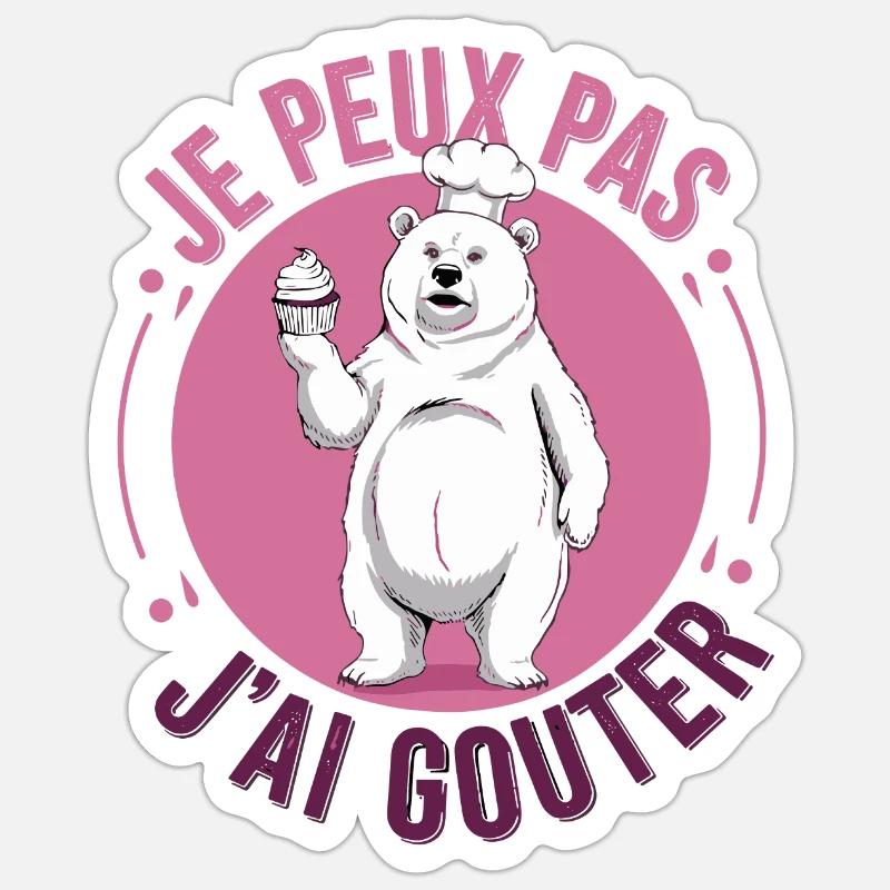 je peux pas j'ai gouter - Sticker taille S (10 x 10 cm) - blanc mat