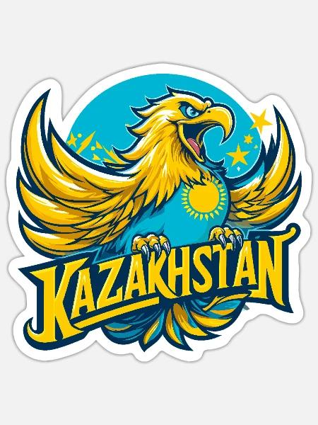 Kasachstan Adler Sonne Flagge Fahne Geschenk - Sticker Größe S (10 x 10 cm) - Mattweiß