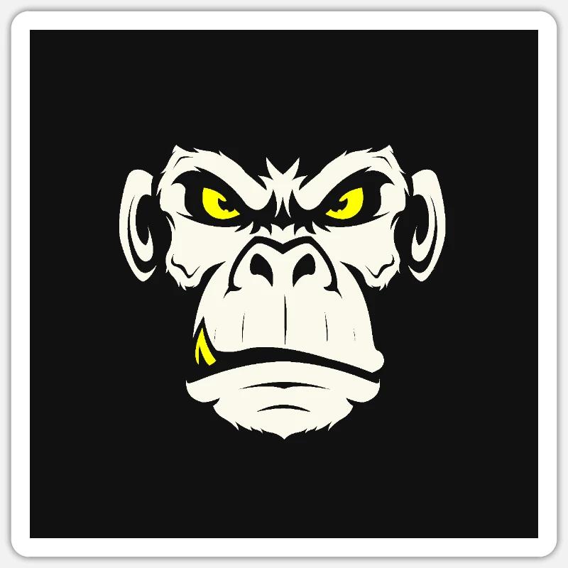 monkey 01 - Sticker Größe S (10 x 10 cm) - Mattweiß