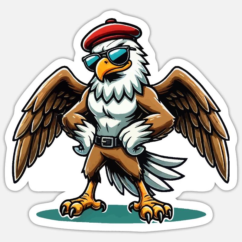 Eagle Sunglasses Comic - Sticker size S (10 x 10 cm) - white matte