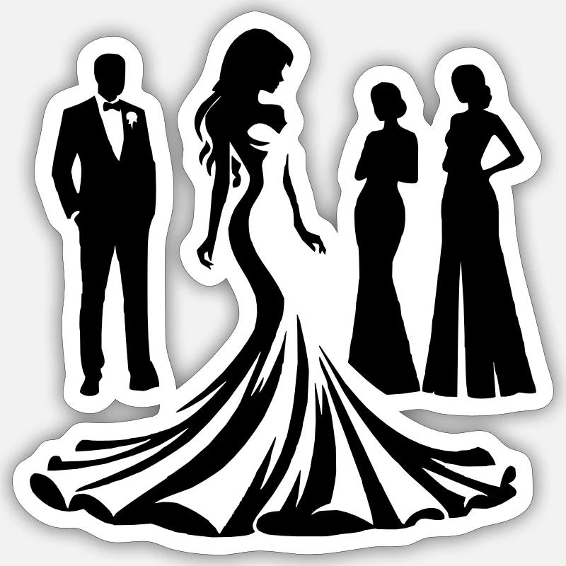 Mariée - Sticker taille S (10 x 10 cm) - blanc mat