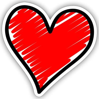 hart - Sticker maat S (10 x 10 cm) - mat wit - Voor