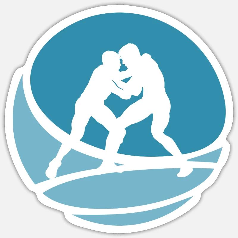Wrestler Kämpfer Kampfkunst - Sticker Größe S (10 x 10 cm) - Mattweiß